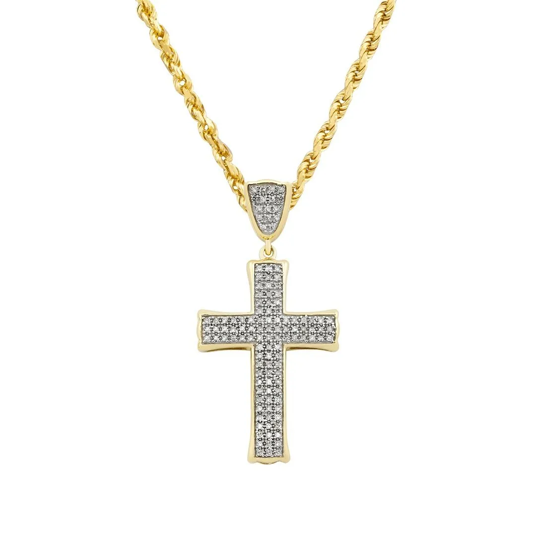 10k Yellow Gold Diamond Cross Pendant 0.34 Ctw