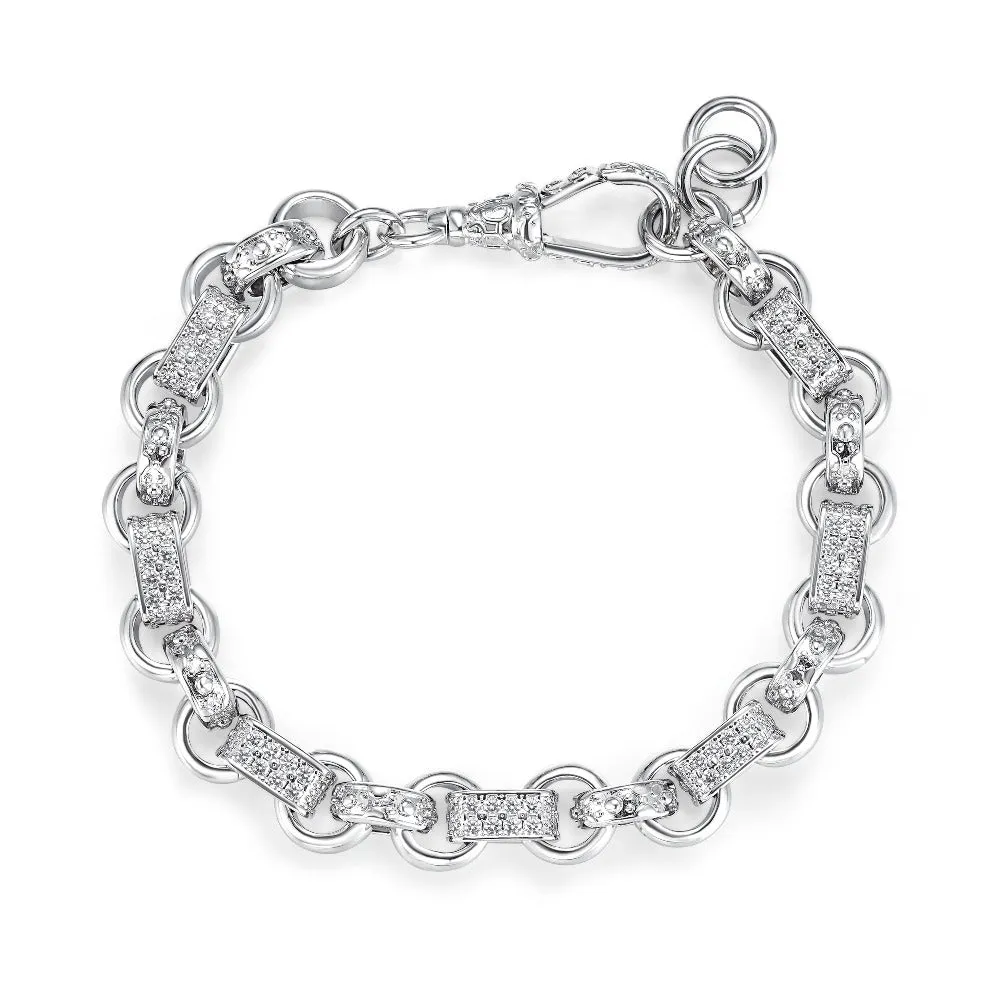 10mm Silver Filled Gypsy Belcher Bracelet with Albert Clasp 8 Inch