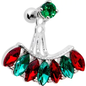 1/4 Red Green Gem Holiday Fan Dangle Cartilage Tragus Piercing