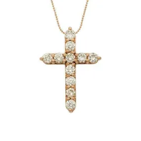 14k Rose Gold Diamond Cross Pendant 3.61 Ctw