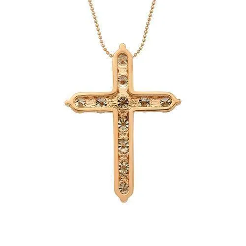 14k Rose Gold Diamond Cross Pendant 3.61 Ctw