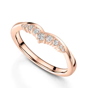 18ct Rose Gold V Shaped Diamond Set Wedding Ring