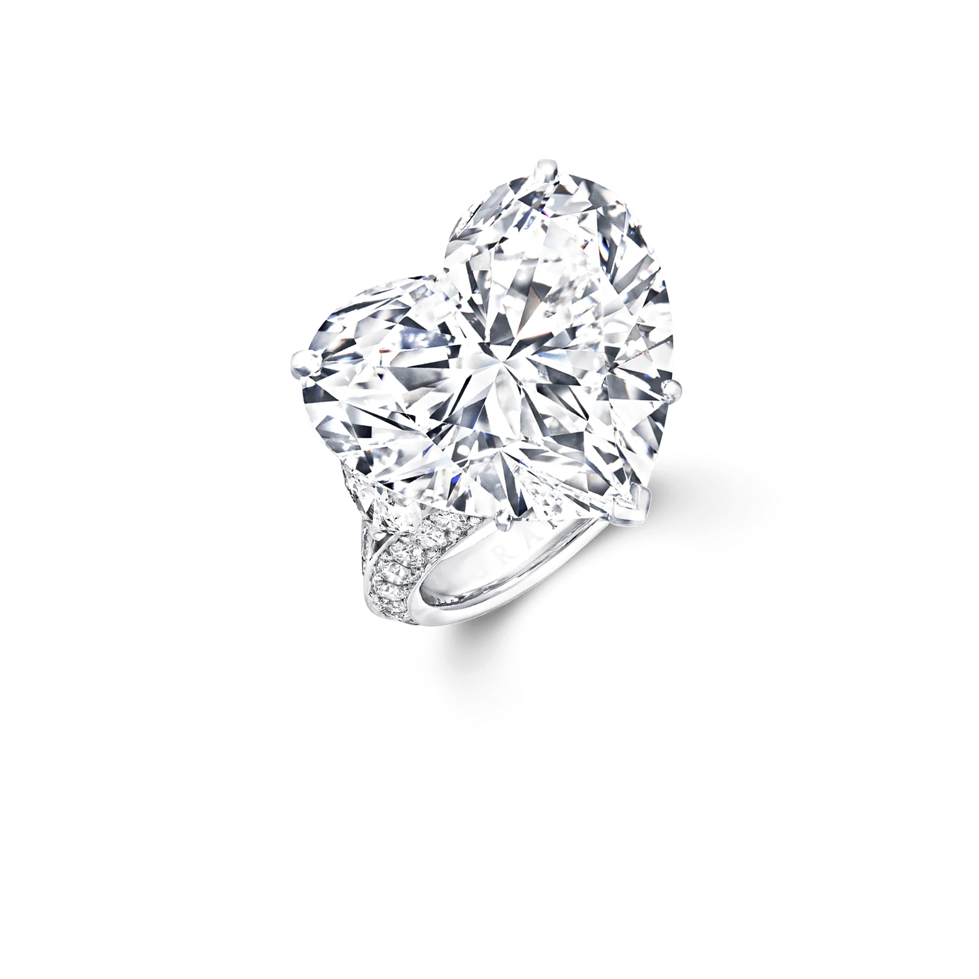 18K White Gold Heart Shape Side Stone Customize Engagement Ring - TH10