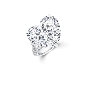 18K White Gold Heart Shape Side Stone Customize Engagement Ring - TH10