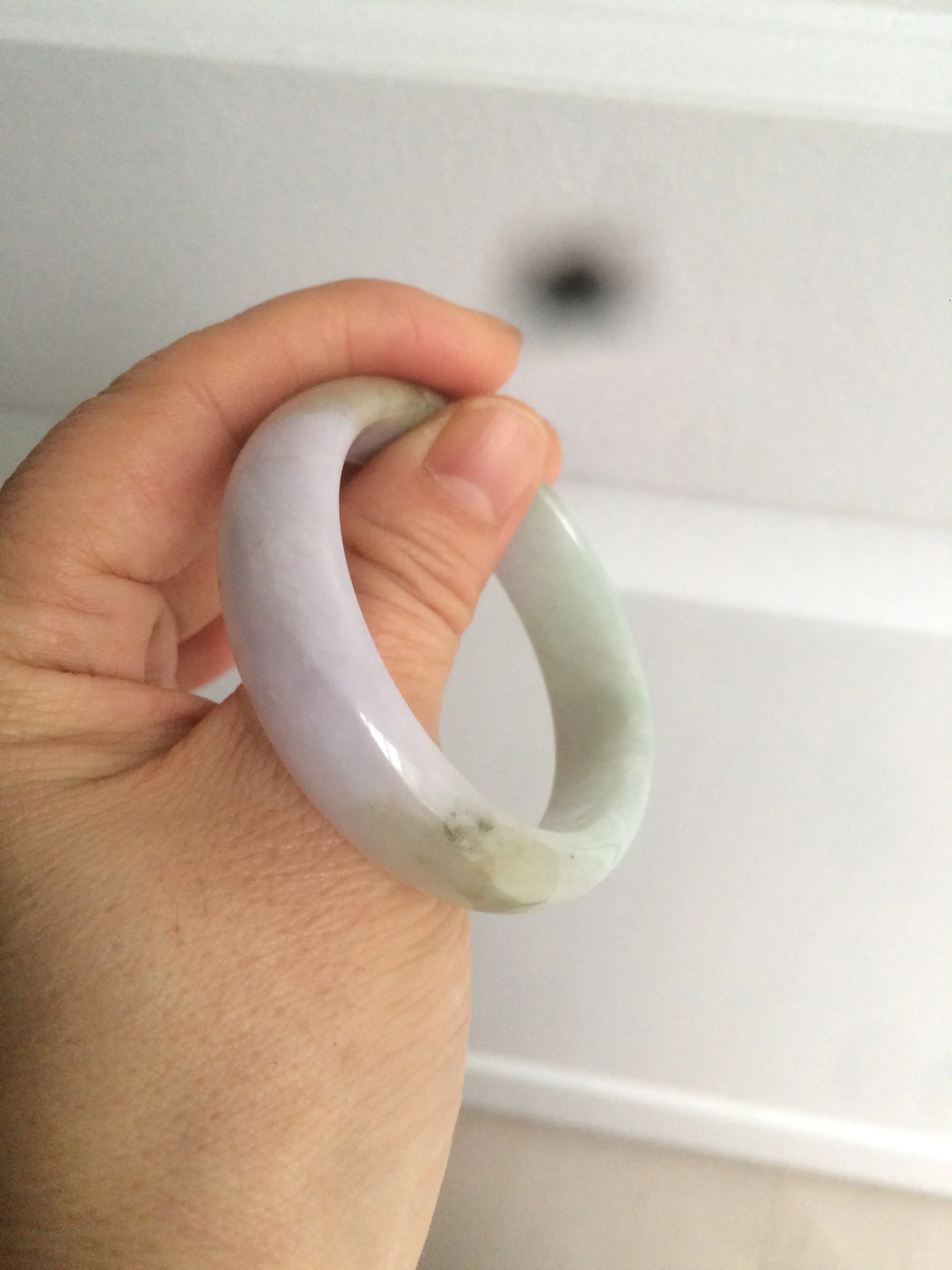 47.5mm Certified Type A 100% Natural light green/purple/brown (Fu Lu Shou) oval Jadeite Jade bangle AT57-4197