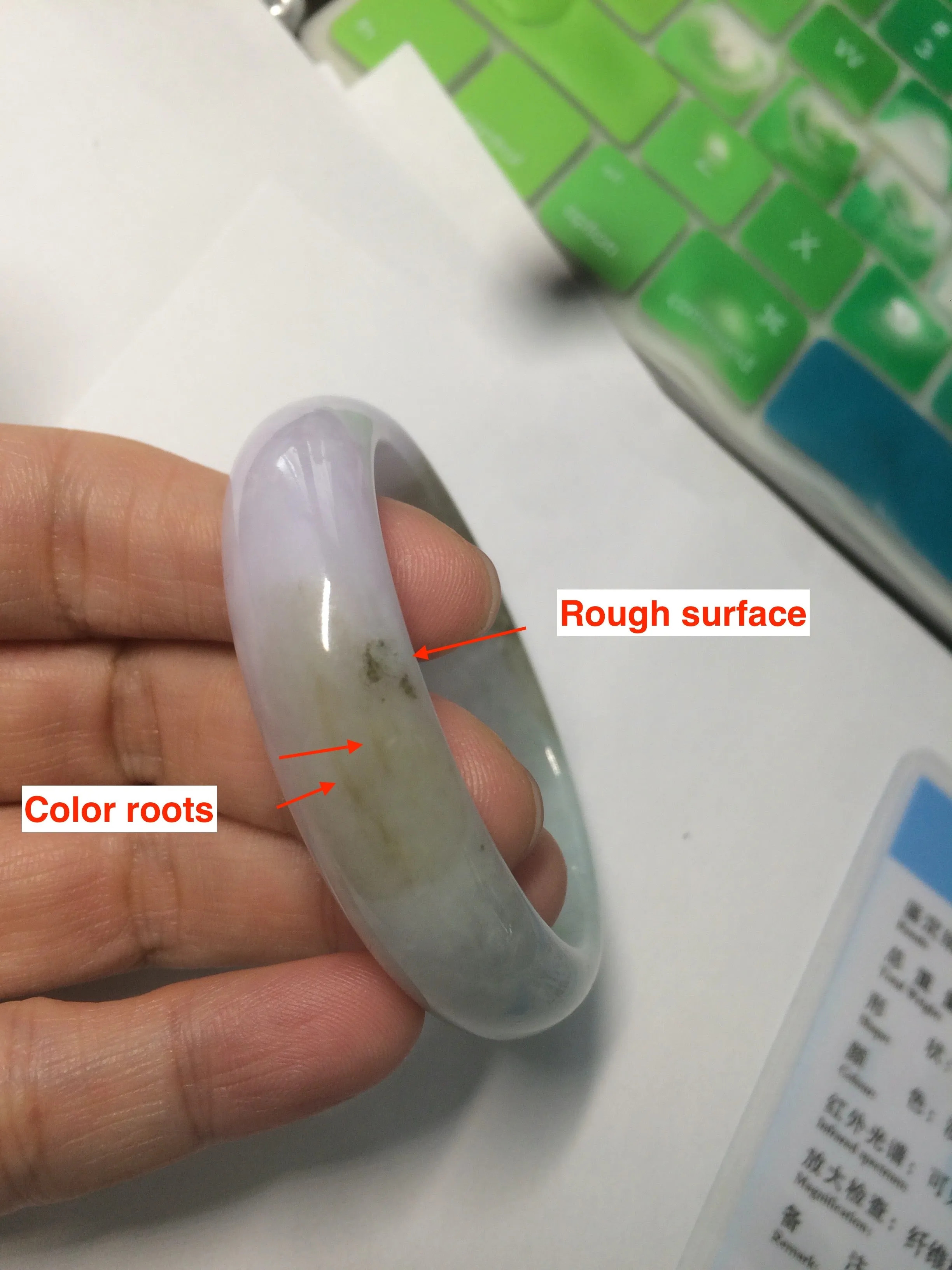 47.5mm Certified Type A 100% Natural light green/purple/brown (Fu Lu Shou) oval Jadeite Jade bangle AT57-4197