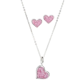 4ocean x Dune  Breast Cancer Awareness Small Heart Necklace   Earring Set