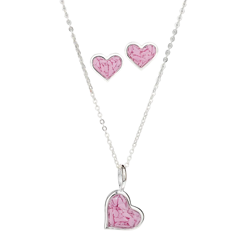 4ocean x Dune  Breast Cancer Awareness Small Heart Necklace   Earring Set