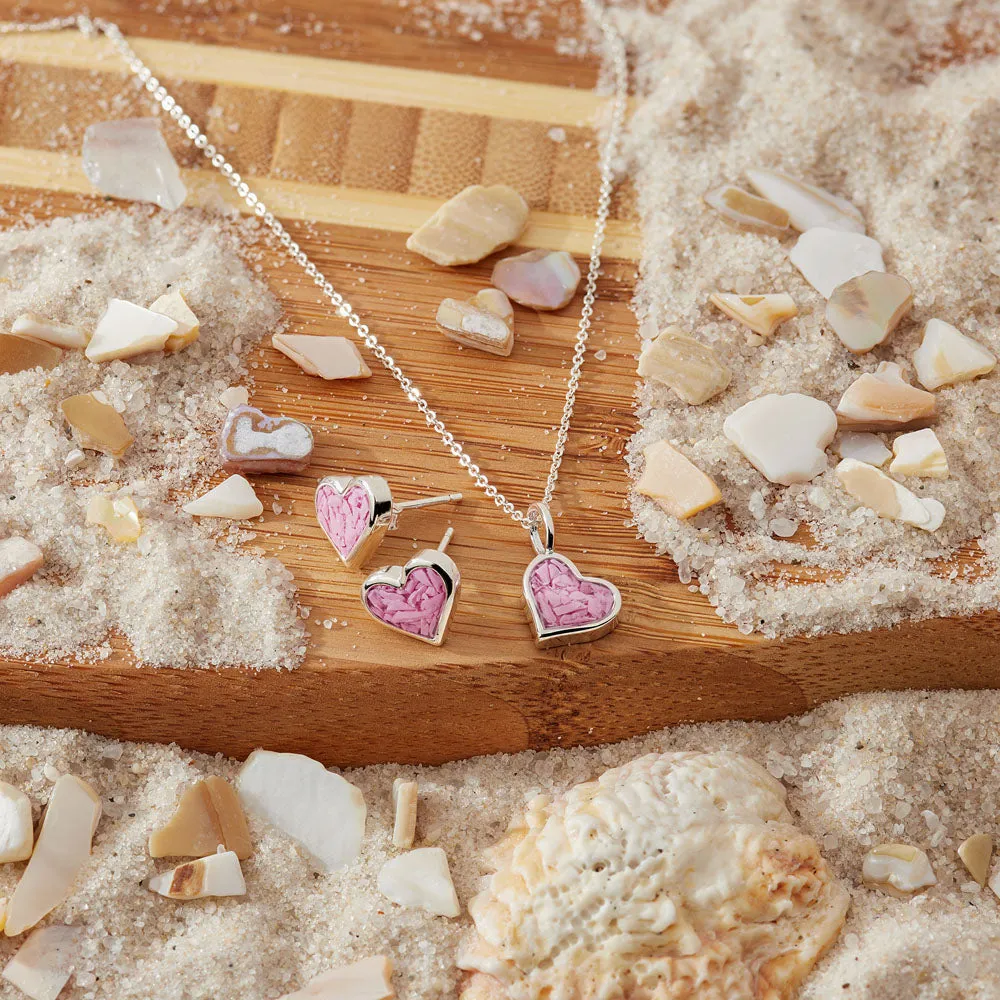 4ocean x Dune  Breast Cancer Awareness Small Heart Necklace   Earring Set