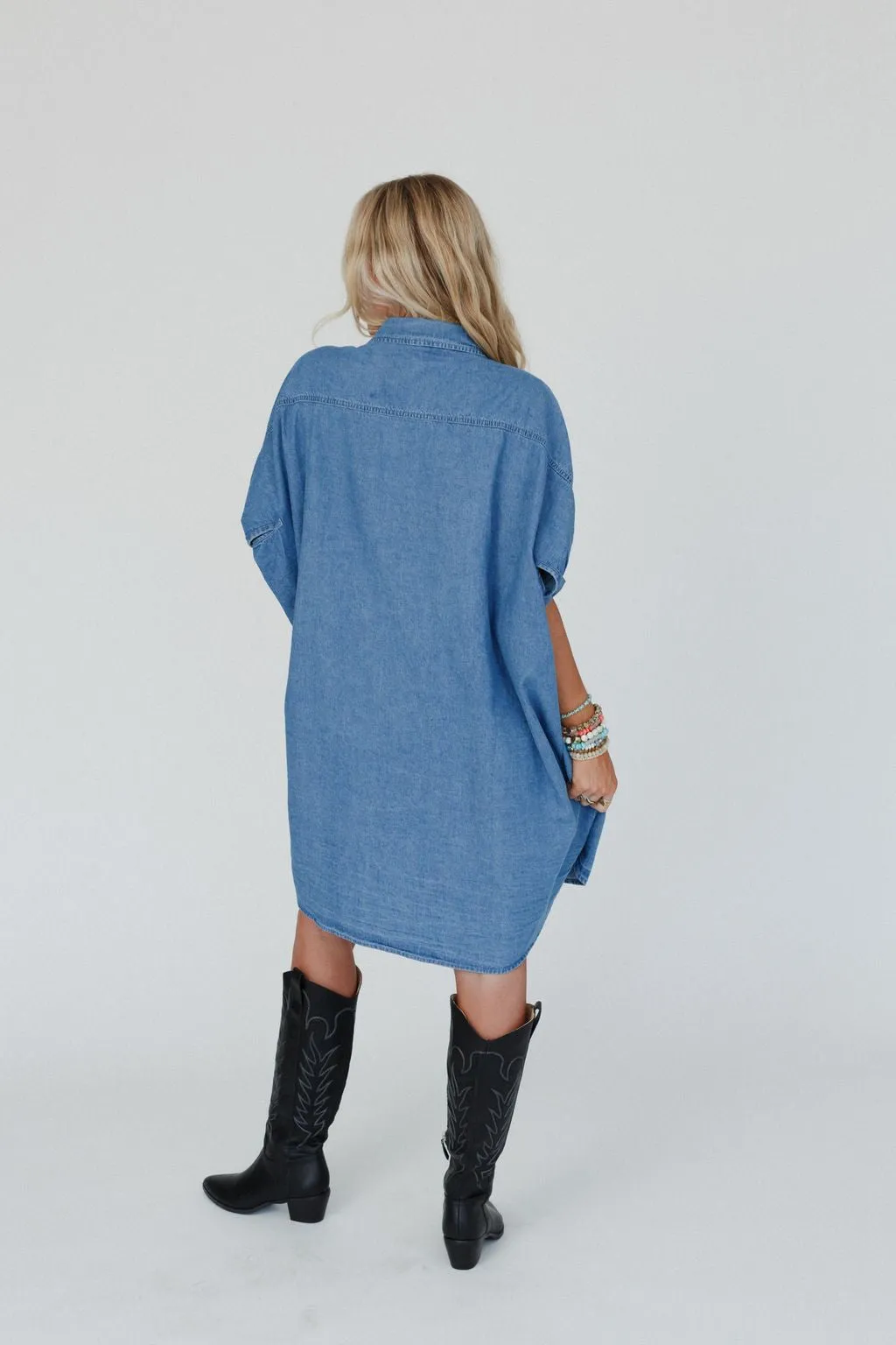 All Yours Dolman Sleeve Tunic Dress - Denim