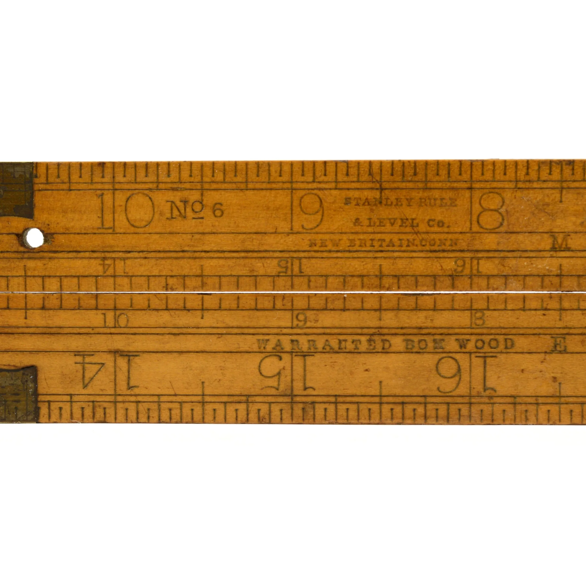 Antique STANLEY 24" FOLDING BOXWOOD RULE No. 6 w/ 12" BRASS SLIDE 19th C. Ruler!