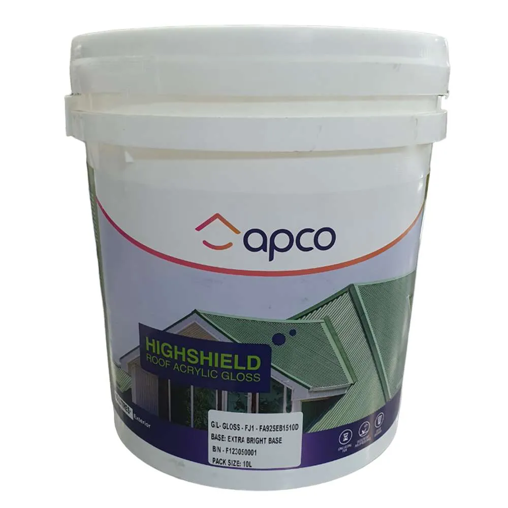 Apco Highshield Roof Paint Gloss Acrylic Extra Bright Base 10L