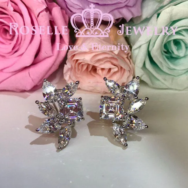 Asscher  Pear & Marquise Cut Cluster Earrings - VE2