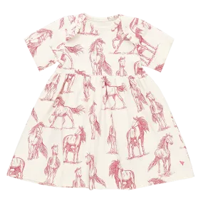 Baby Girls Organic Steph Dress - Vintage Rose Horses