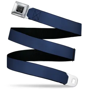 BD Wings Logo CLOSE-UP Black/Silver Seatbelt Belt - Navy Panel Webbing