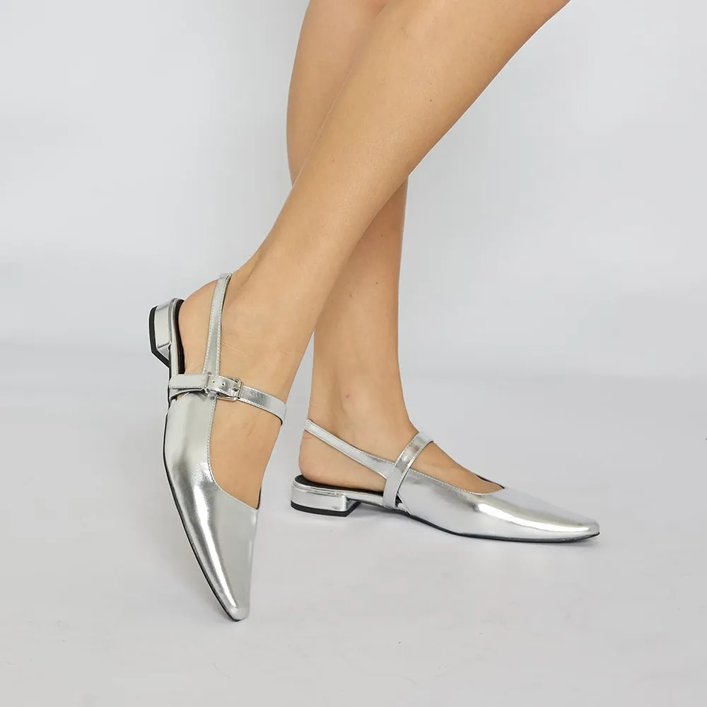 Bianca Flat in Silver Metallic