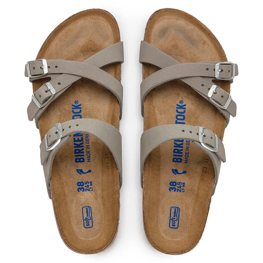 Birkenstock Franca Nubuck Leather Dove Grey Soft Footbed Sandals