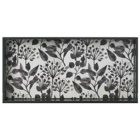 Black Flora 10 x 20 Rectangular Lacquer Art Serving Tray