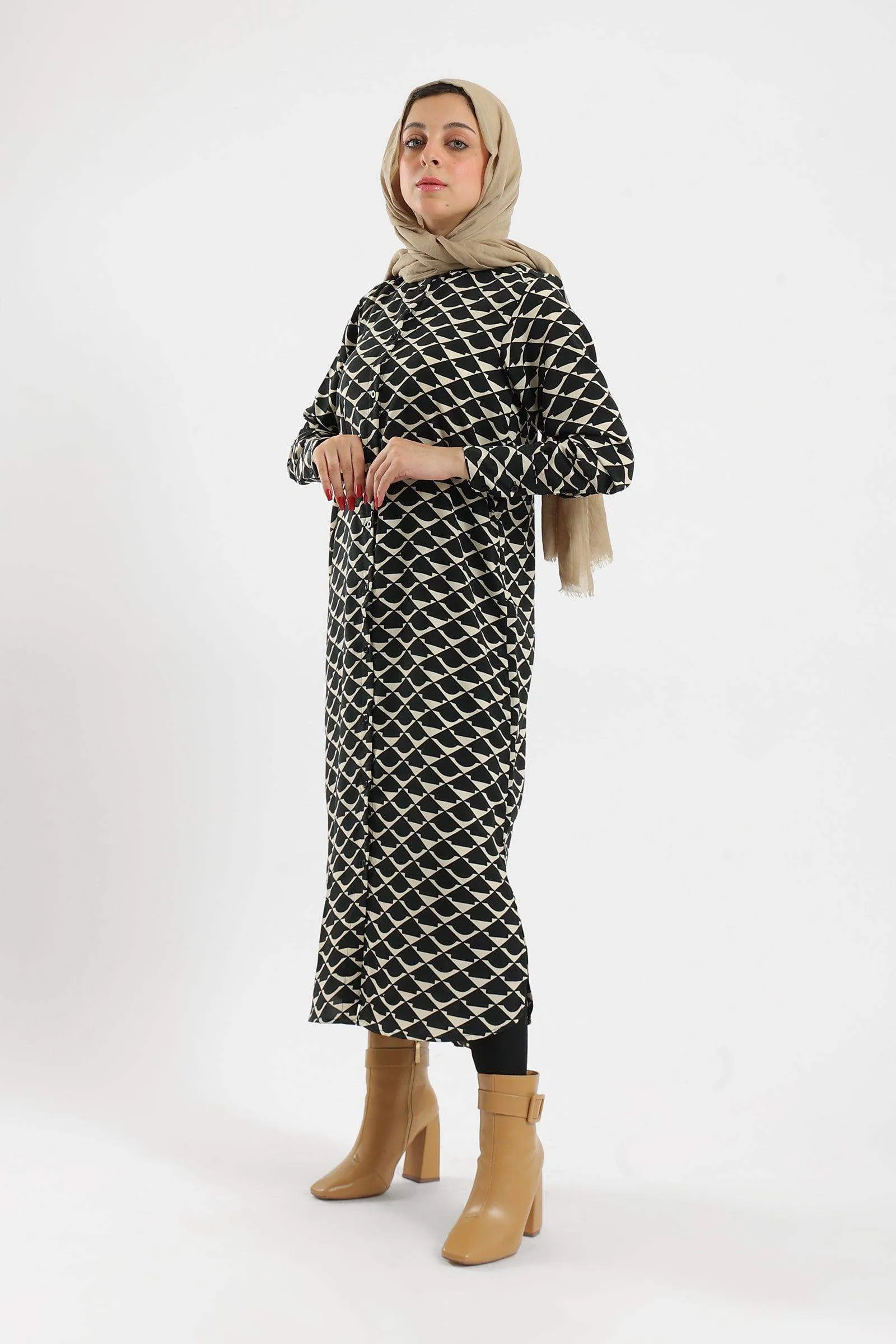 Button Front Midi Dress