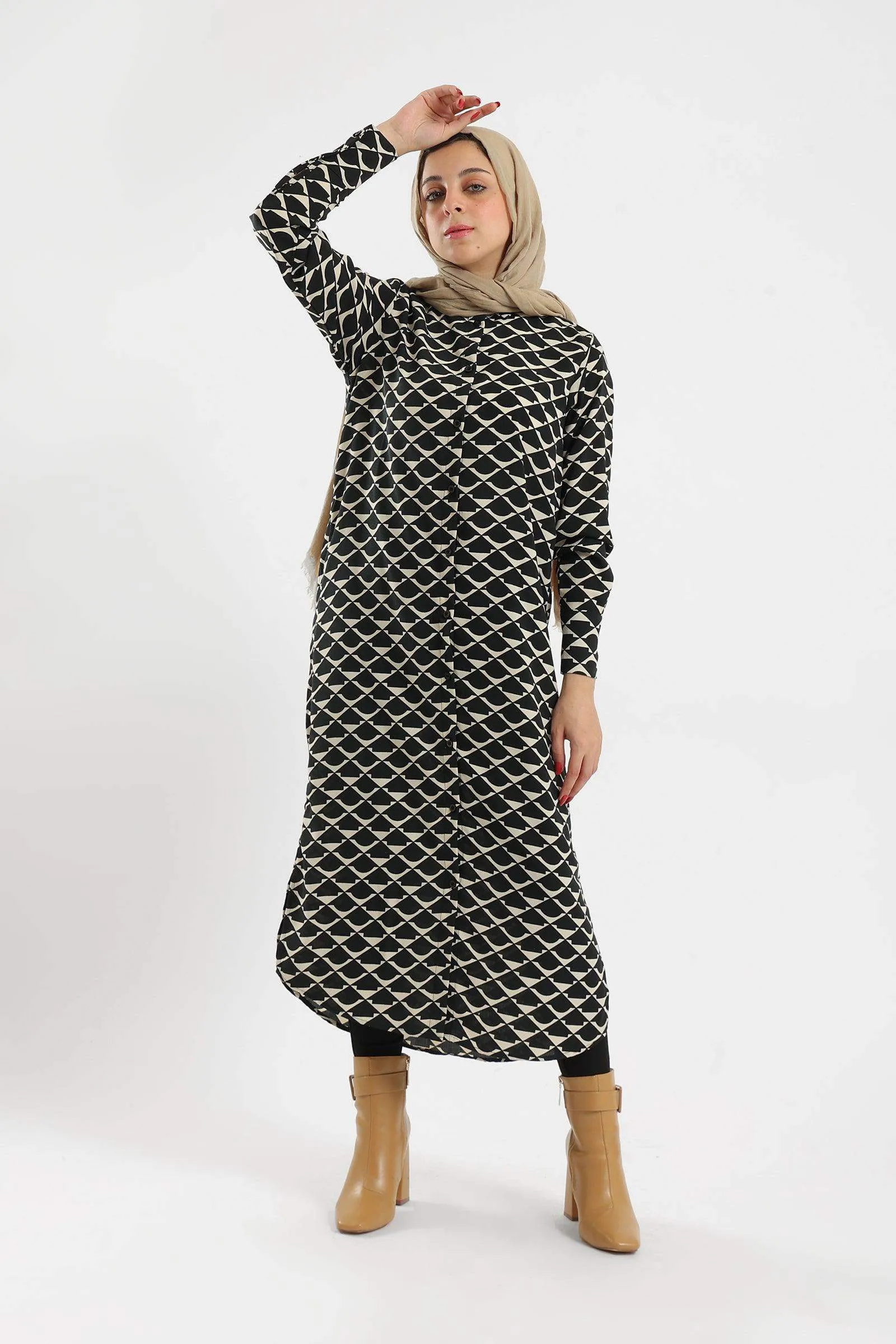 Button Front Midi Dress