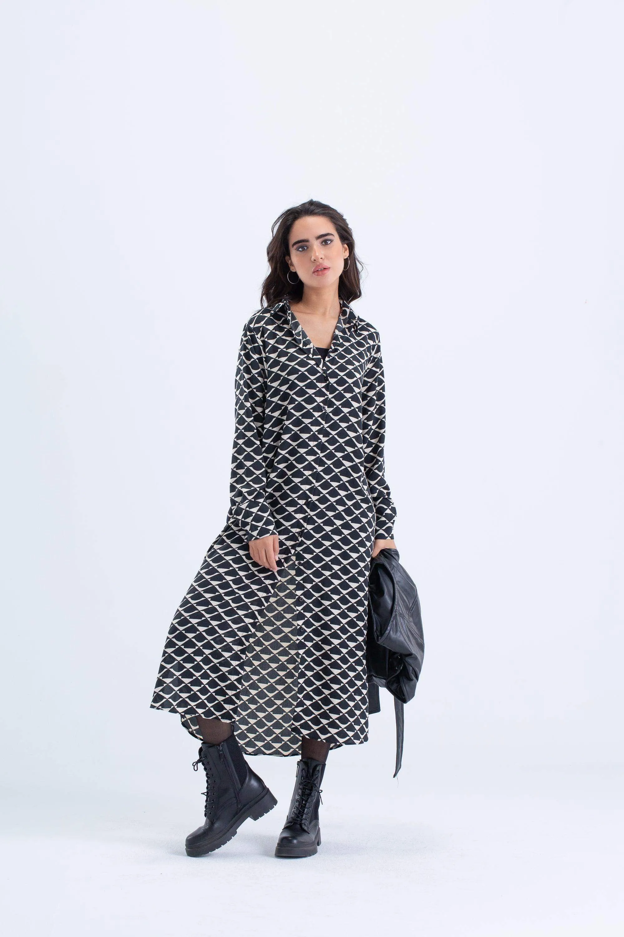 Button Front Midi Dress