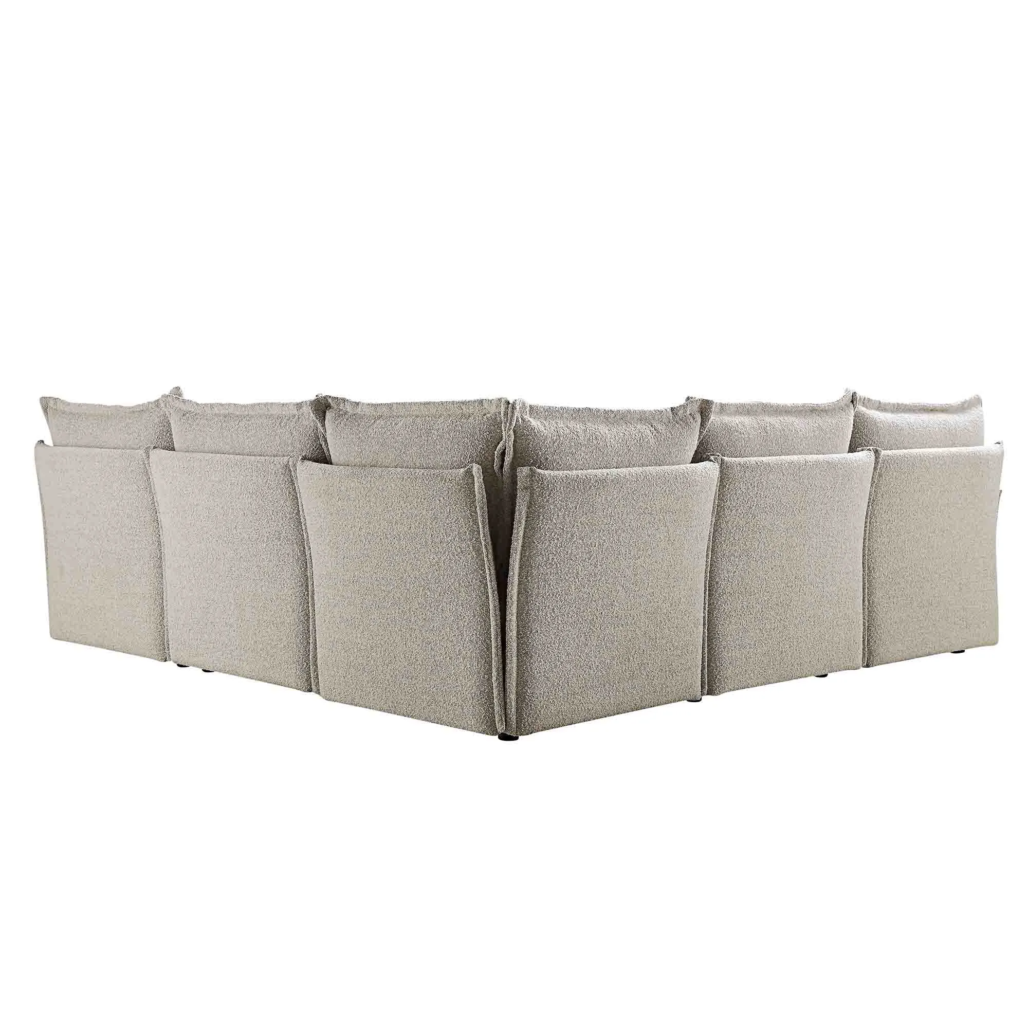 Byron Pillow Edge Mist Grey Boucle Modular Sofa, 5-Seater Corner