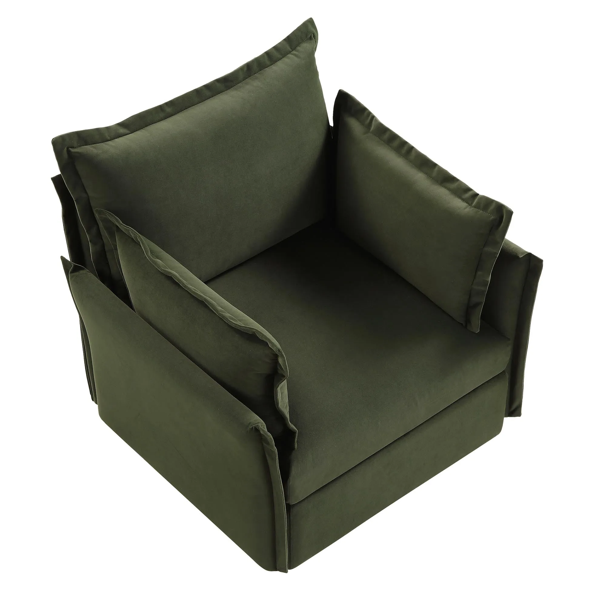 Byron Pillow Edge Moss Green Velvet Modular Sofa, 1-Seater