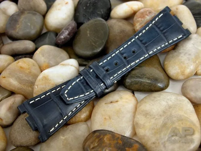 Capolavoro Navy Blue Alligator Leather Strap For Audemars Piguet Royal Oak Offshore