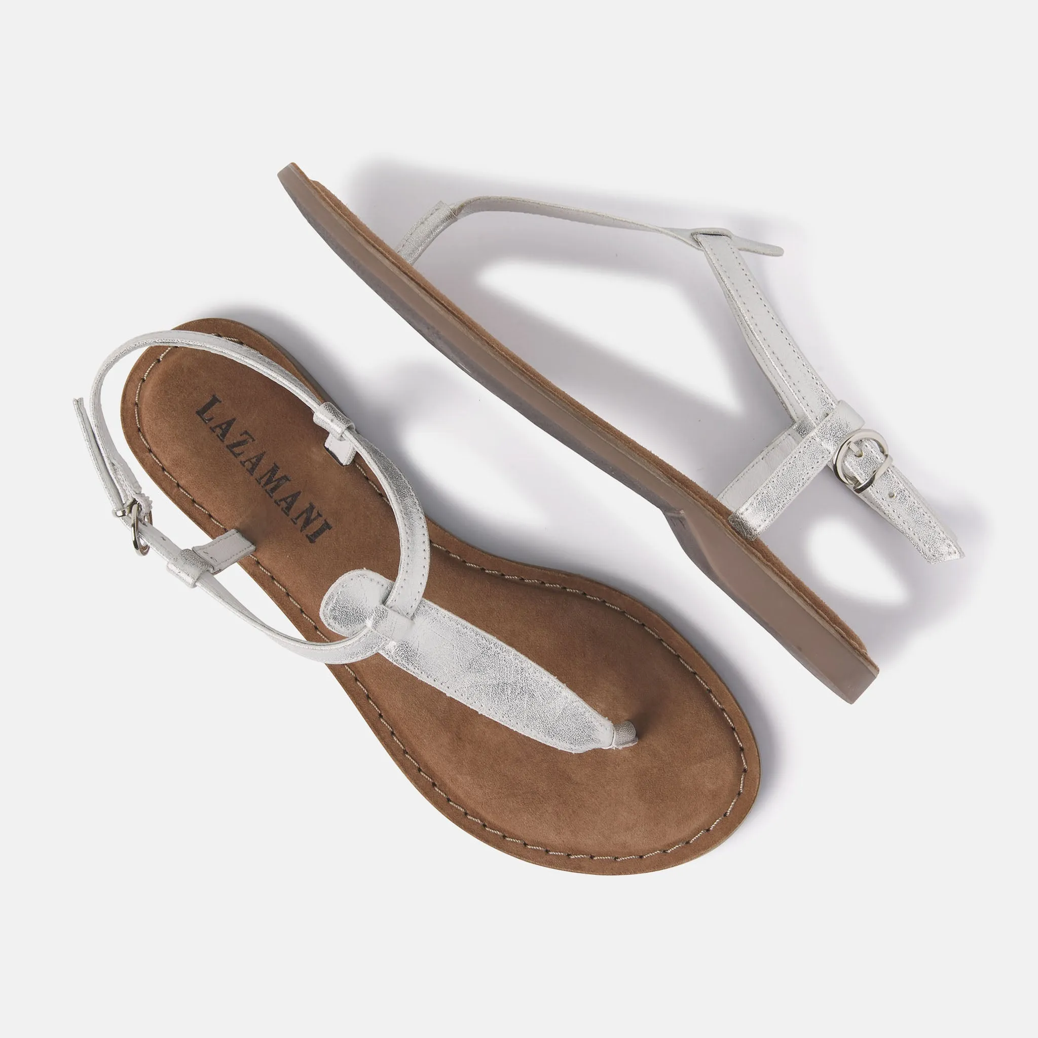 Clara Leren Dames Sandalen Silver