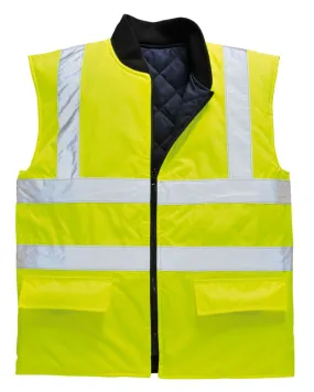 Class 2 Portwest Yellow Hi-Vis Reversible Bodywarmer Vest