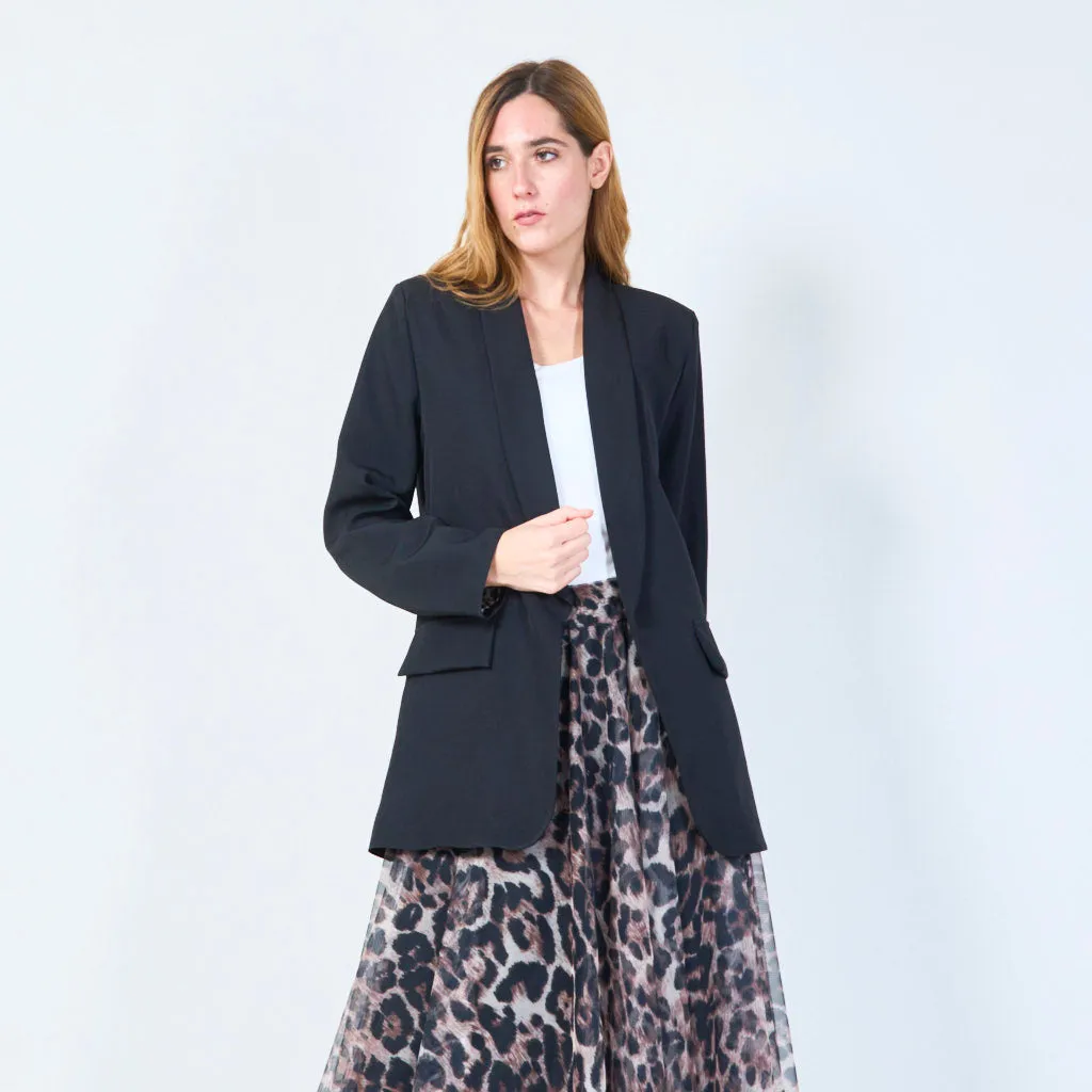 Classic tailored blazer with animal print lining wholesale