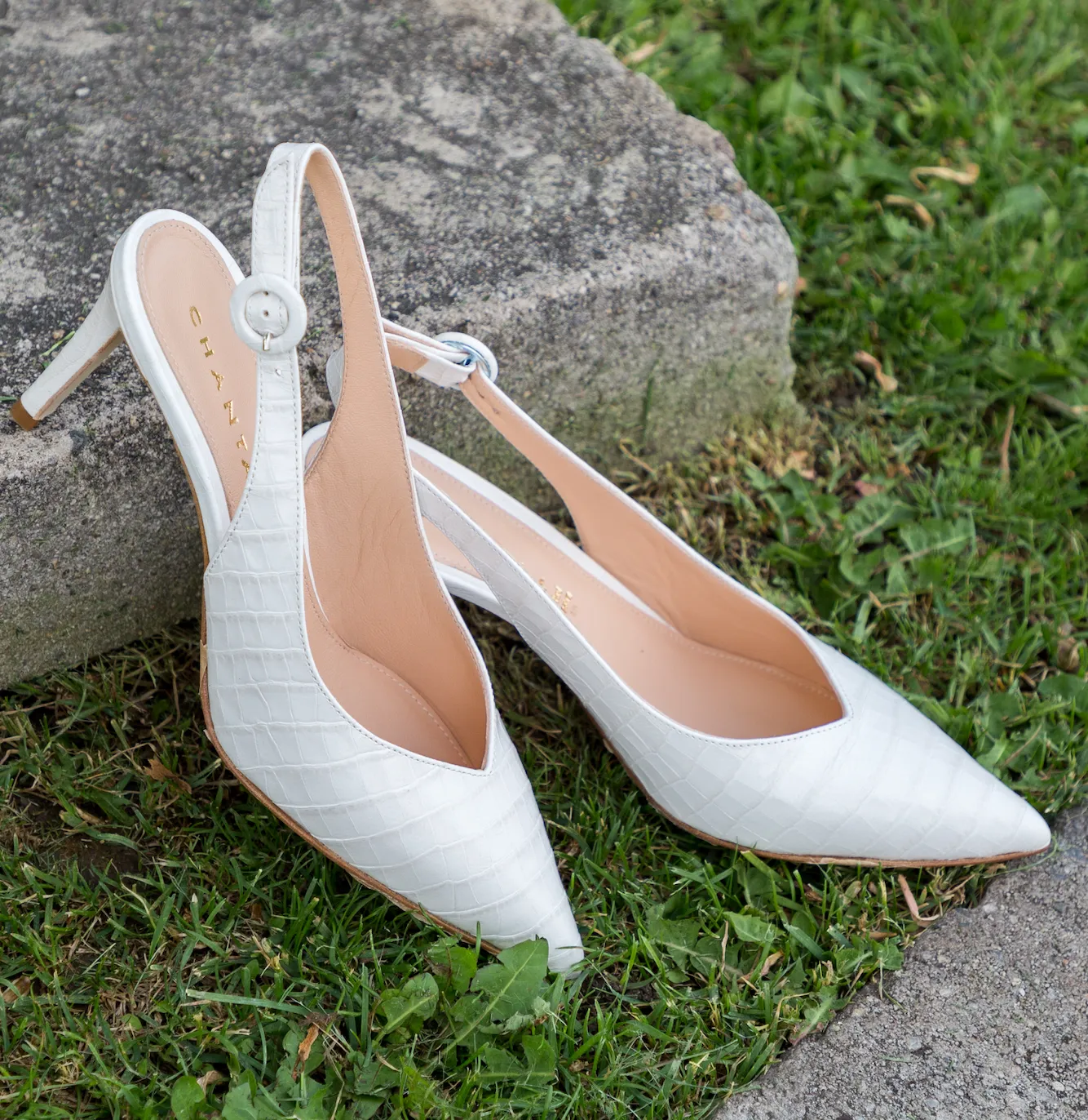 Cocco White Sling Back Pumps