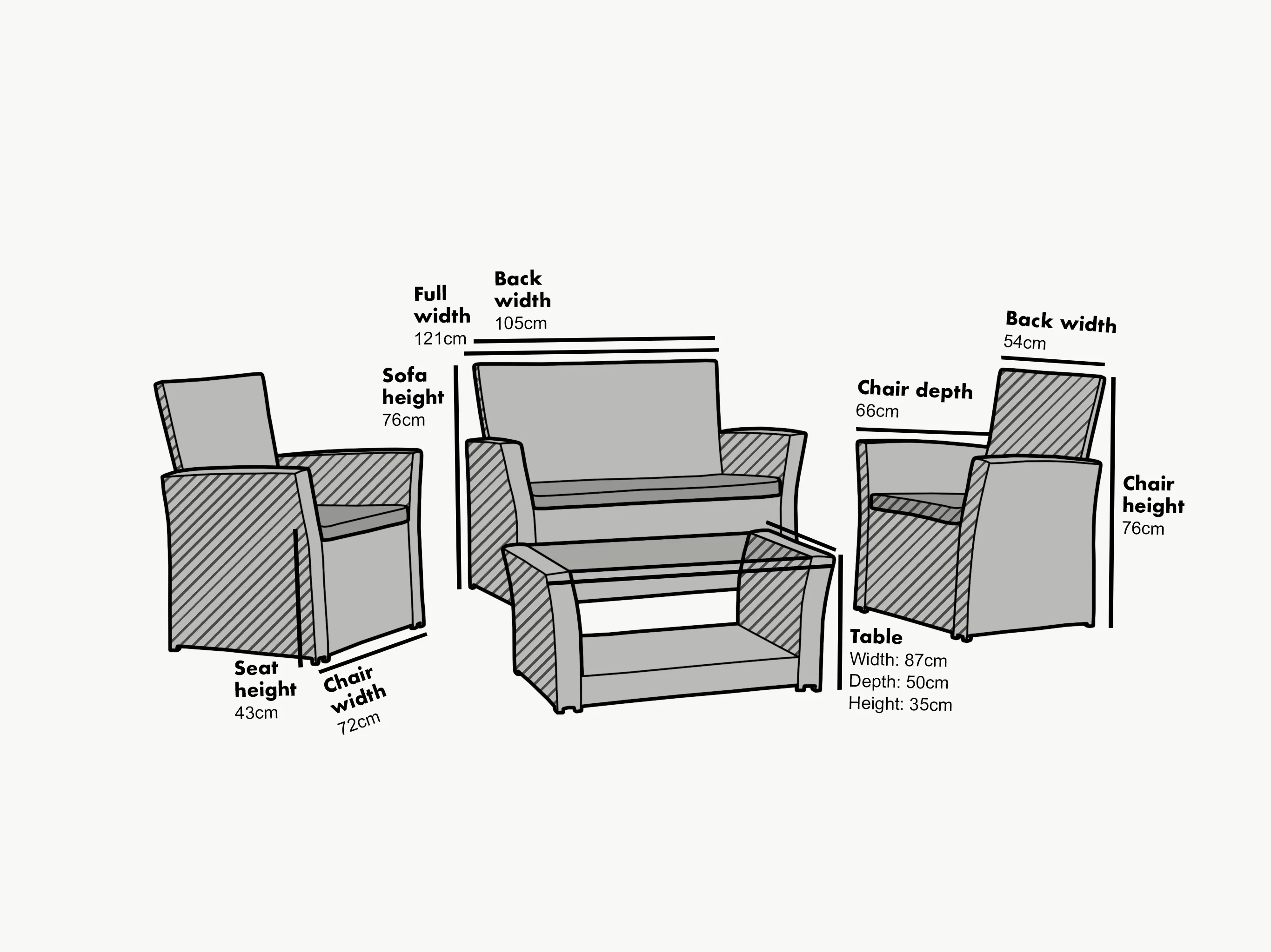 Corfu 4 Seater Garden Furniture Set in Grey