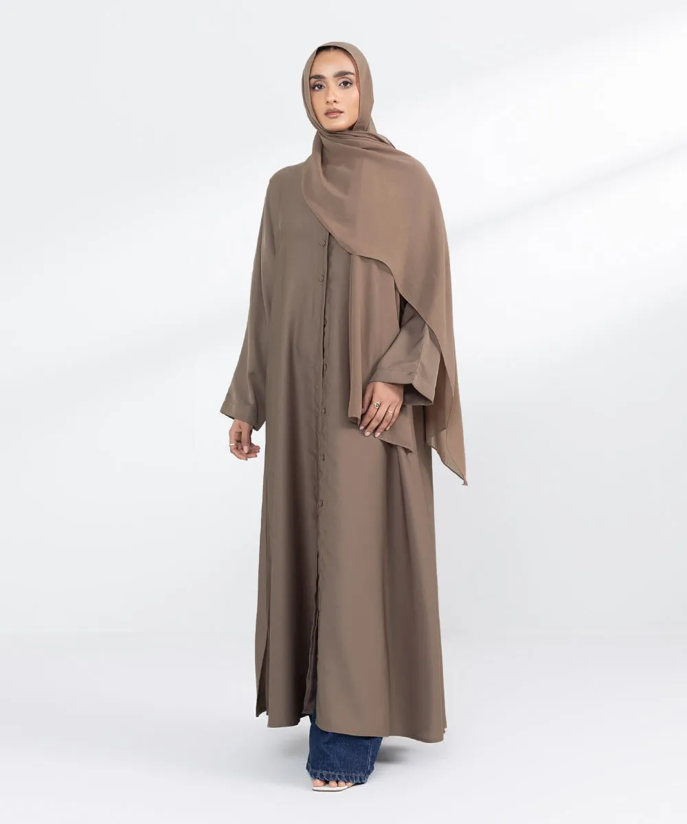 Crew Neck Button Through Abaya Set