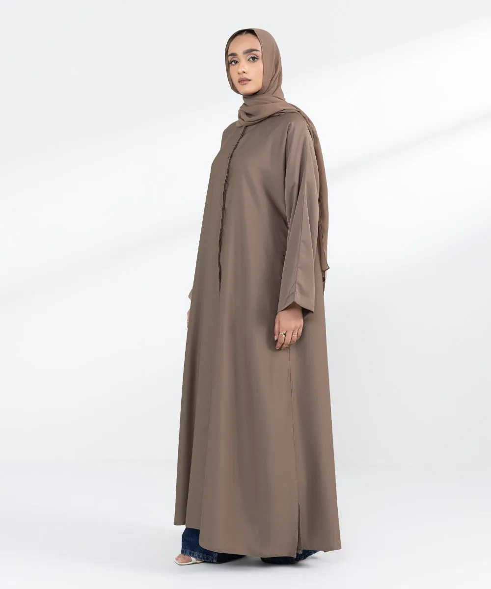 Crew Neck Button Through Abaya Set