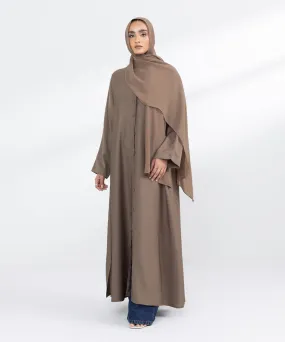 Crew Neck Button Through Abaya Set