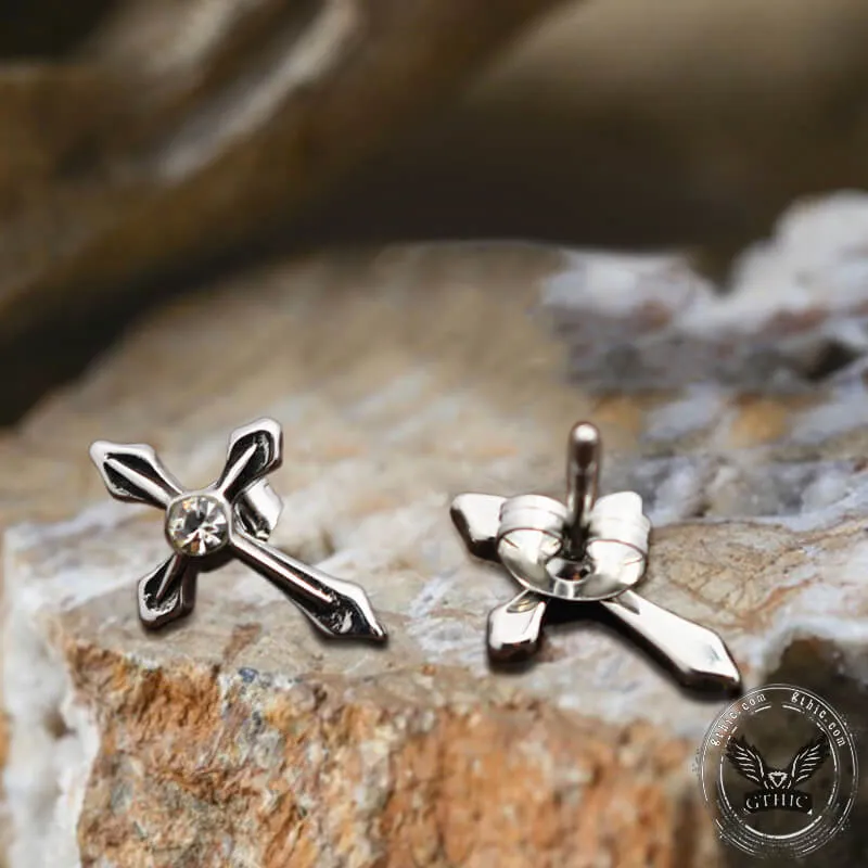 Cross Zircon Stainless Steel Stud Earring