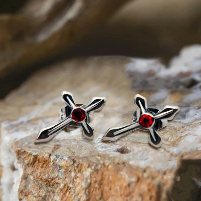 Cross Zircon Stainless Steel Stud Earring