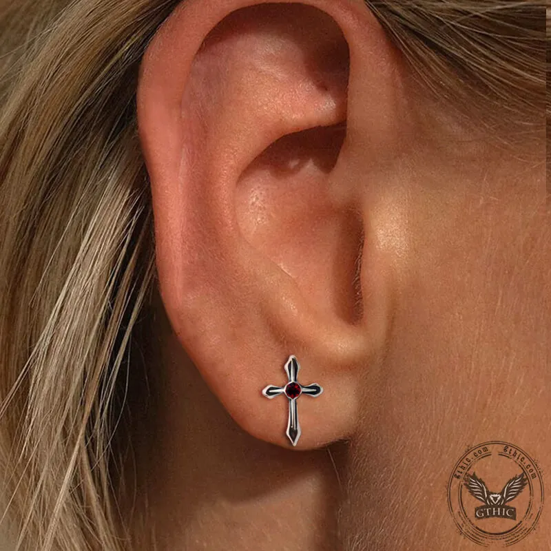 Cross Zircon Stainless Steel Stud Earring