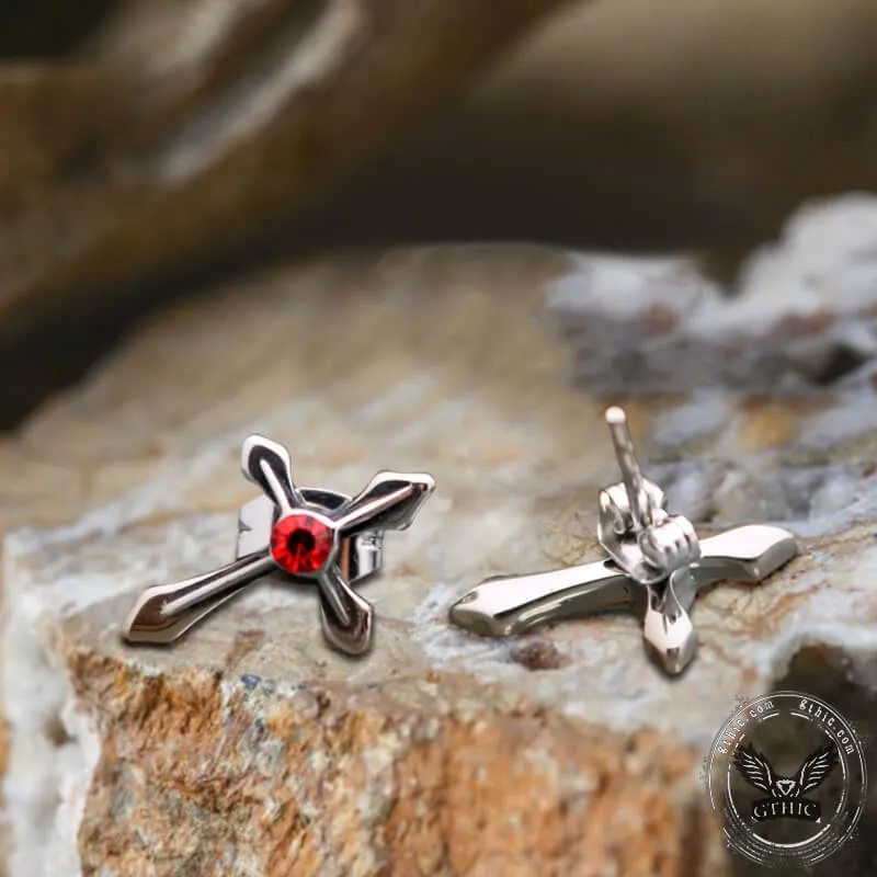 Cross Zircon Stainless Steel Stud Earring