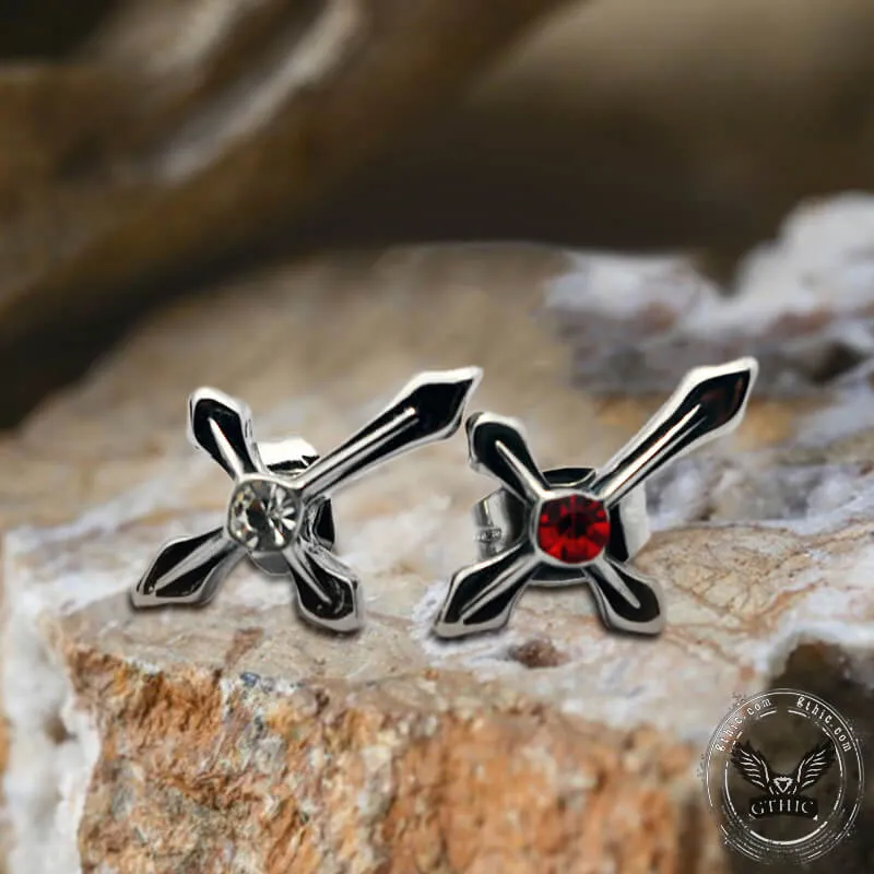 Cross Zircon Stainless Steel Stud Earring