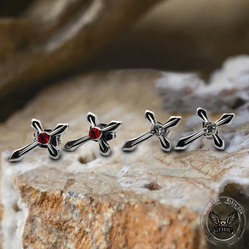 Cross Zircon Stainless Steel Stud Earring