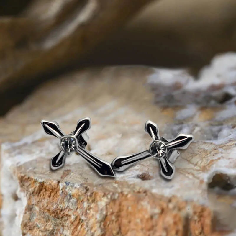 Cross Zircon Stainless Steel Stud Earring