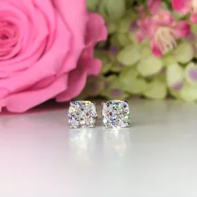 Crushed Ice Cushion Cut Stud Earrings - CE1