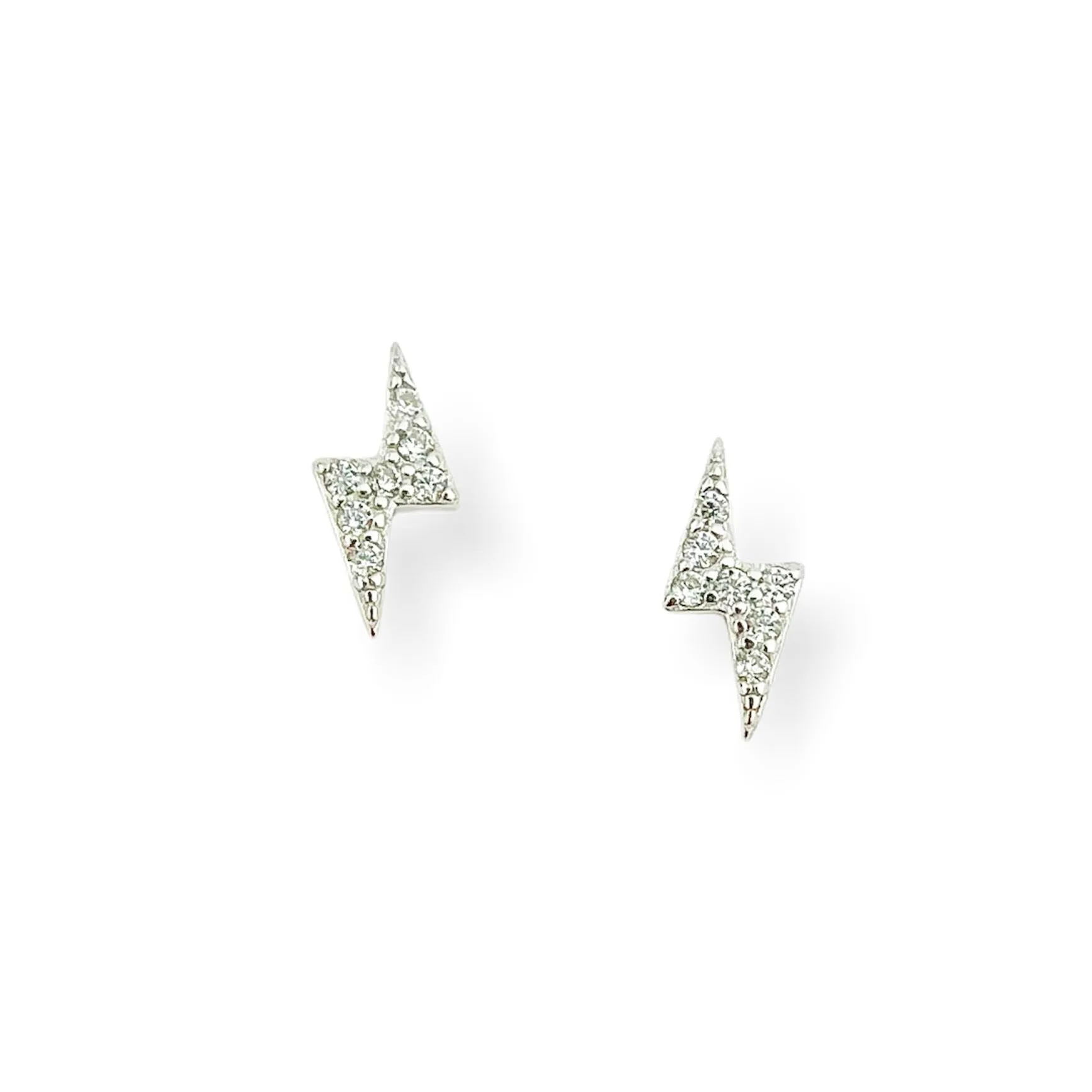 Crystal Lightning Bolt Sterling Studs in Silver