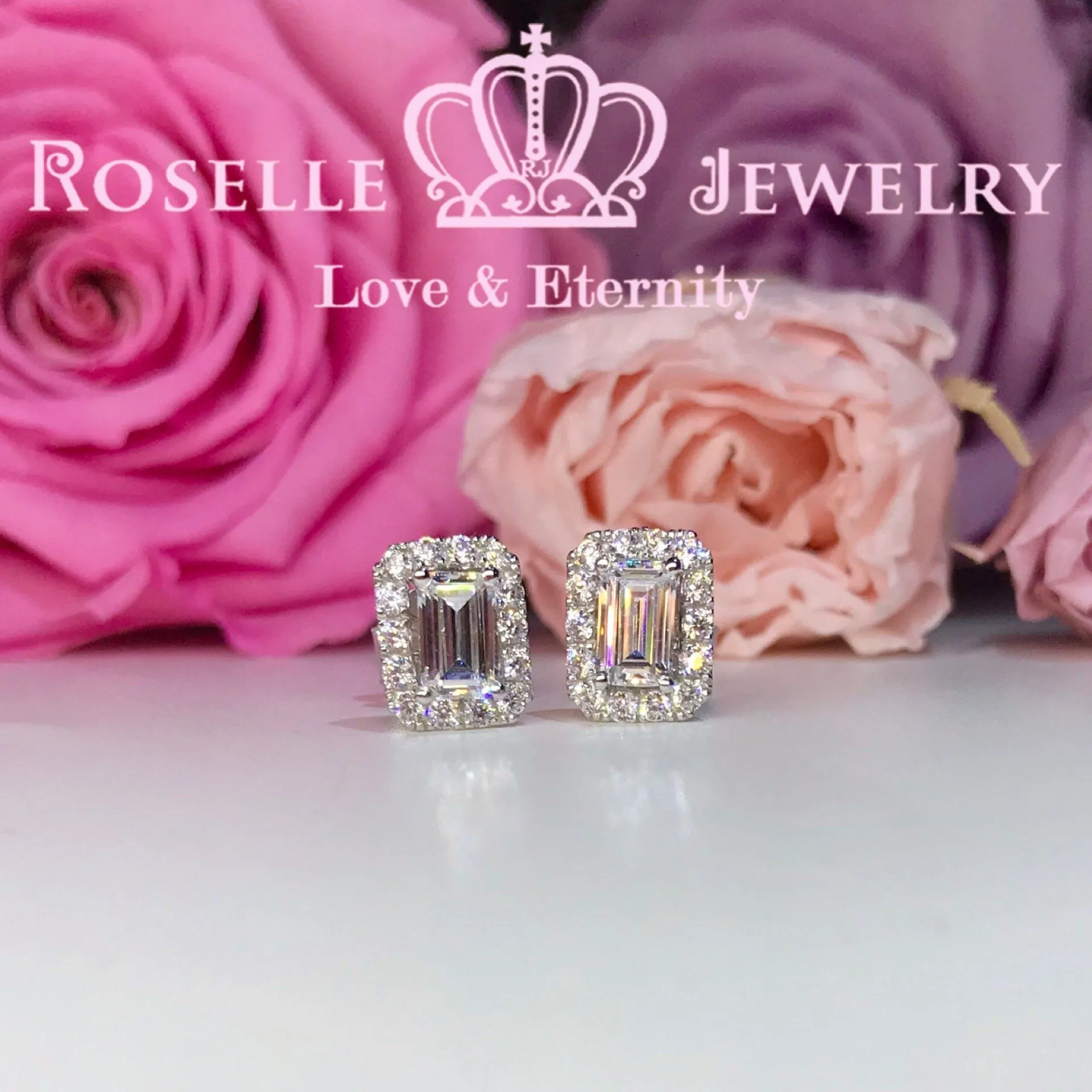 Detachable Emerald Cut Stud Earrings - EE1