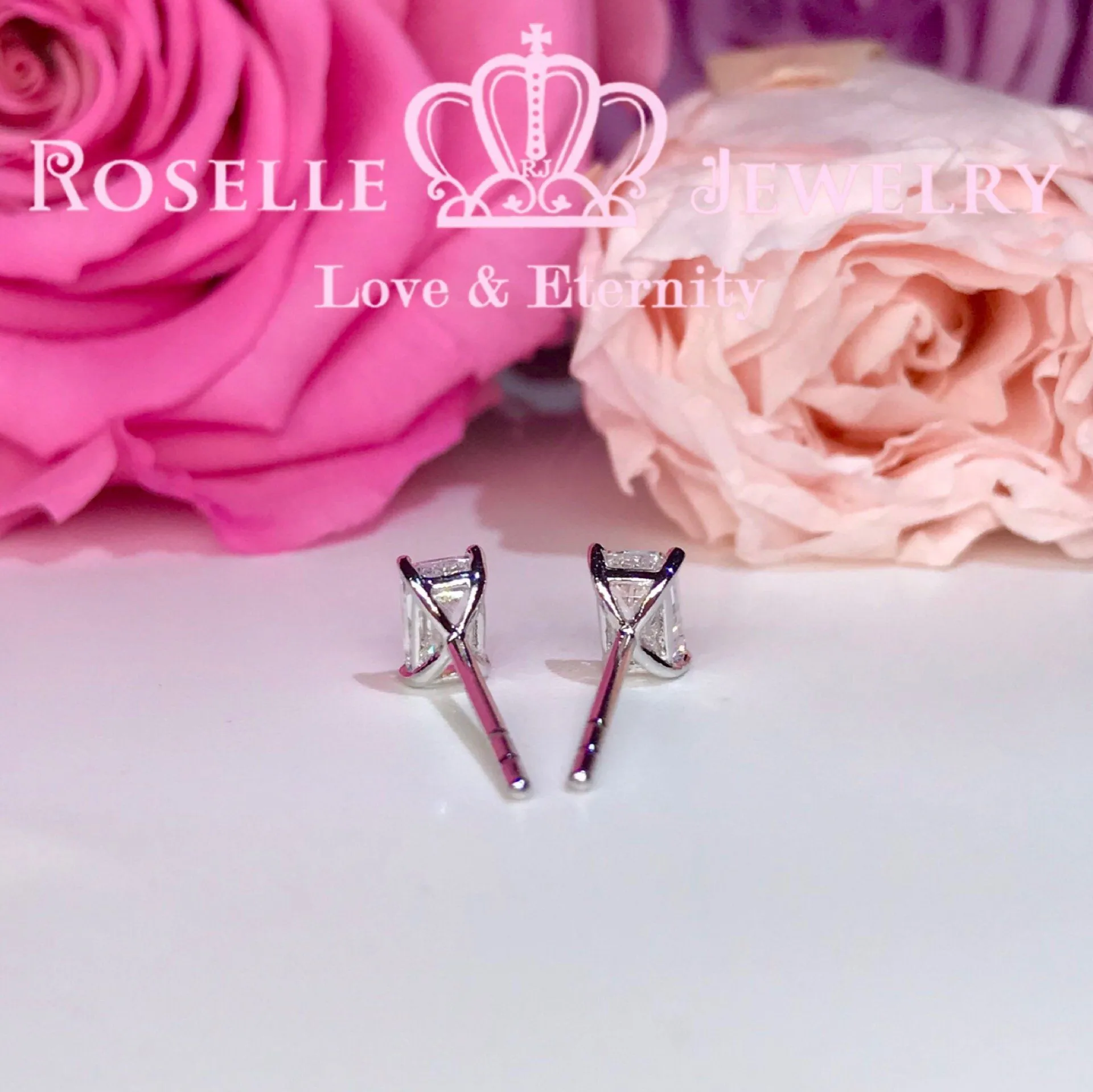 Detachable Emerald Cut Stud Earrings - EE1