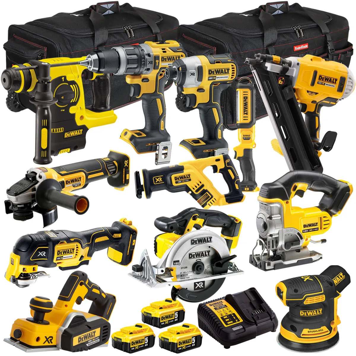 Dewalt 18V 12 Piece Power Tool Kit with 3 x 5.0Ah Battery & Charger T4TKIT-8064