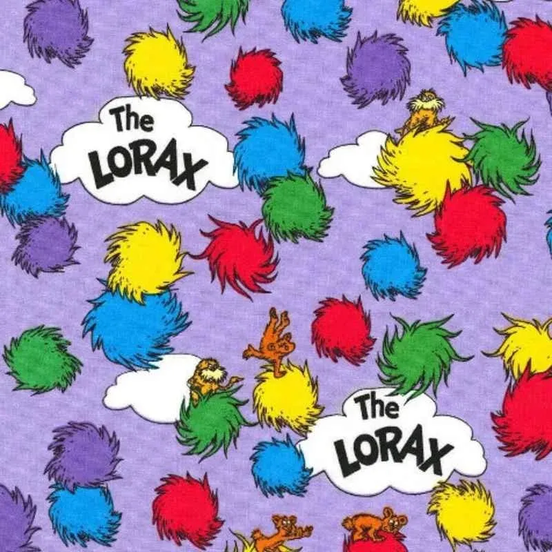 Dr Seuss The Lorax in Purple, Quilting Cotton