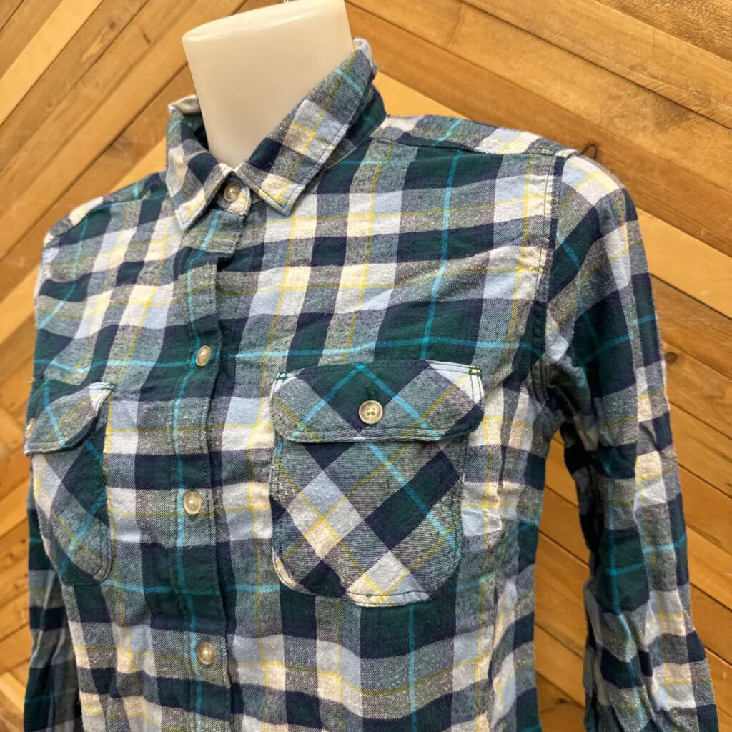 Eddie Bauer - Women's Flannel Shirt - MSRP $129: Green/Blue/Purple-women-MD